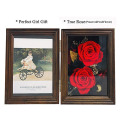 Best Selling 6x8 Brown Immortal Flower Preserved Flower Rose Picture Frame Never Withered Roses Gifts for Holiday Present
